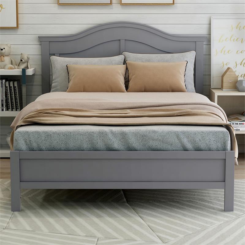 Bowery Hill Transitional Wood Camelback Full Platform Bed in Gray