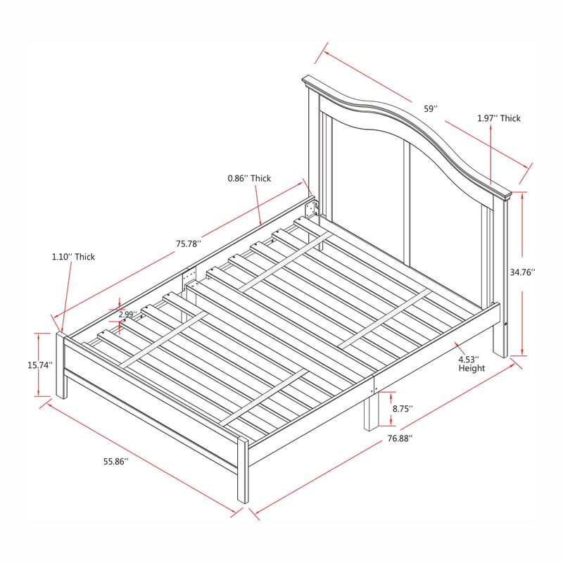 Bowery Hill Transitional Wood Camelback Full Platform Bed in Gray