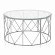 Bowery Hill Contemporary Glass Top Round Coffee Table in Chrome