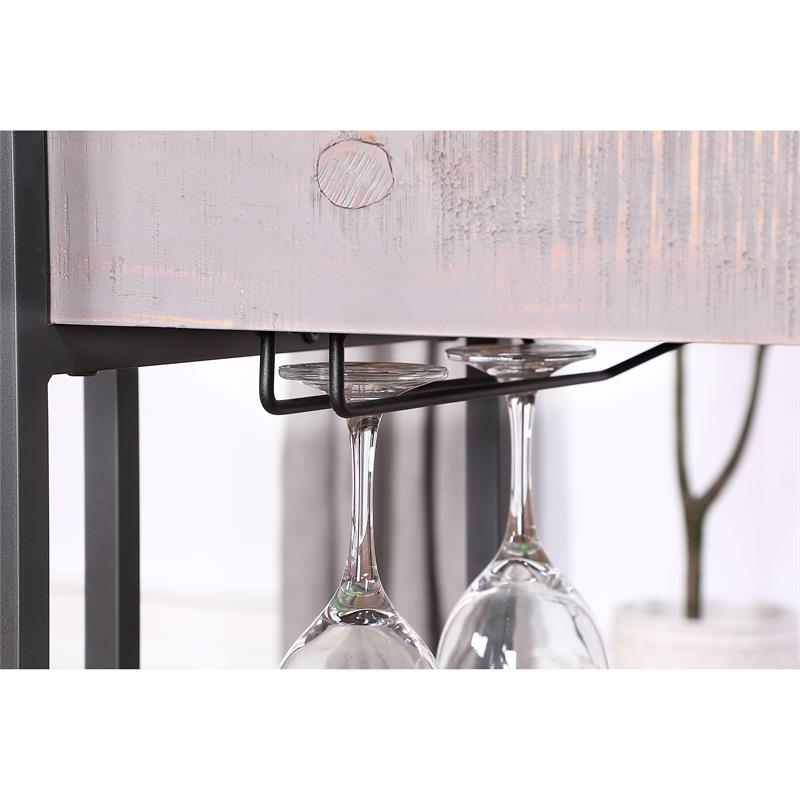 Bowery Hill Contemporary Wood Serving Cart in Antique Gray Finish