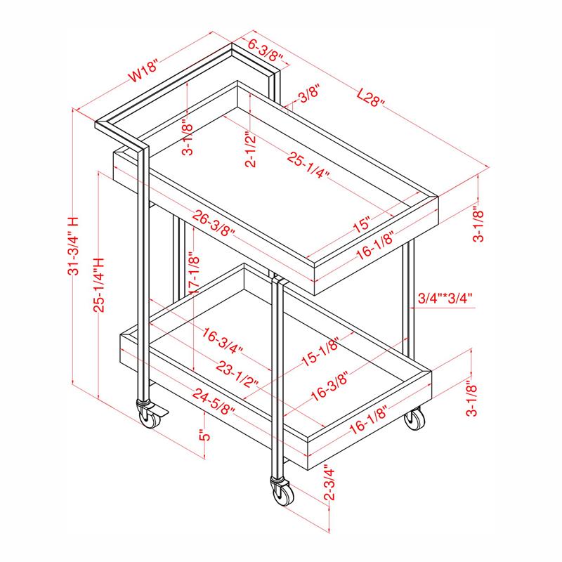 Bowery Hill Contemporary Wood Serving Cart in Antique Gray Finish