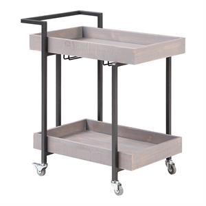 Bowery Hill Contemporary Wood Serving Cart in Antique Gray Finish
