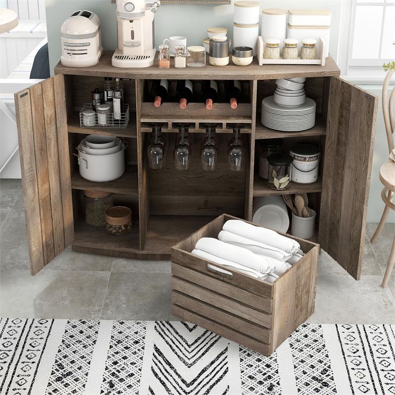 Bowery Hill Wood Multi-Storage Buffet in Reclaimed Oak Finish