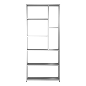 Bowery Hill Contemporary Metal 7-Shelf Bookcase in Chrome Finish