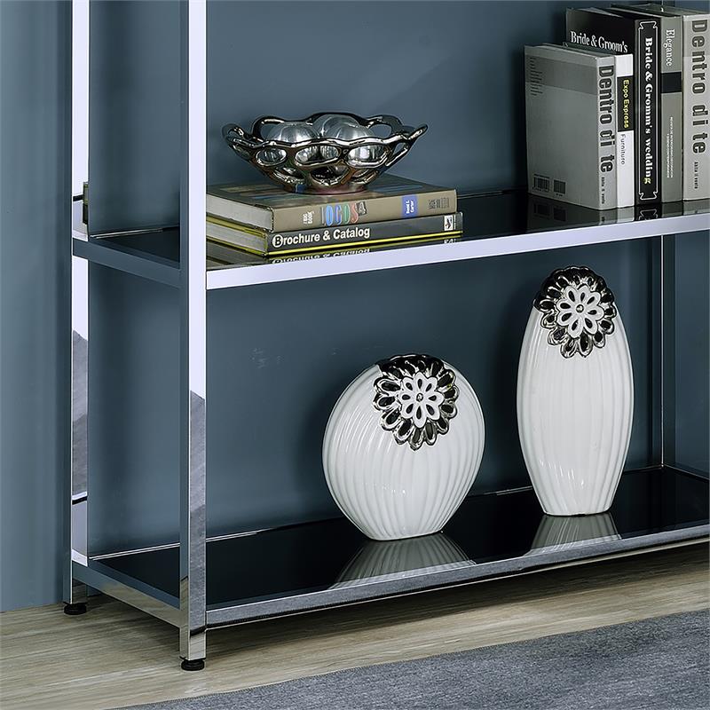 Bowery Hill Contemporary Metal 7-Shelf Bookcase in Chrome Finish