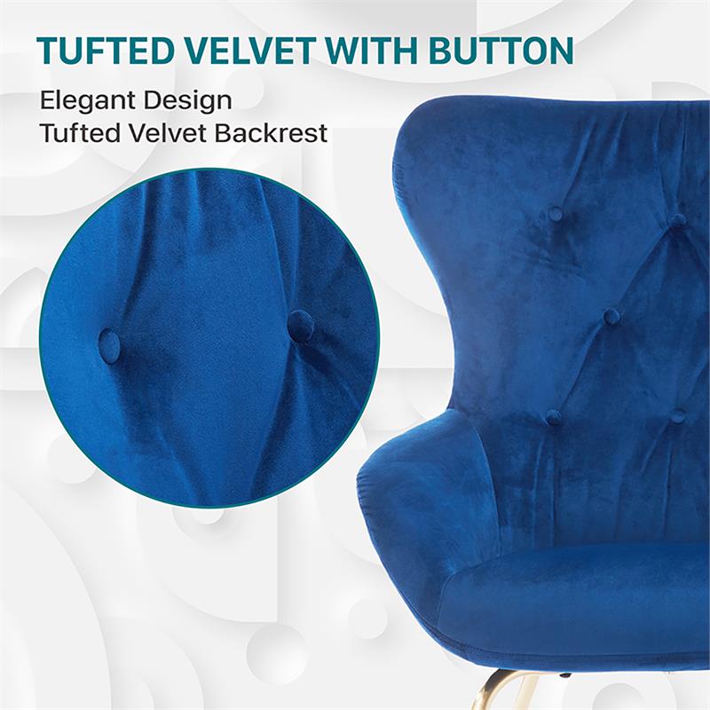 Bowery Hill Modern Fabric Tufted Accent Chair in Blue Finish