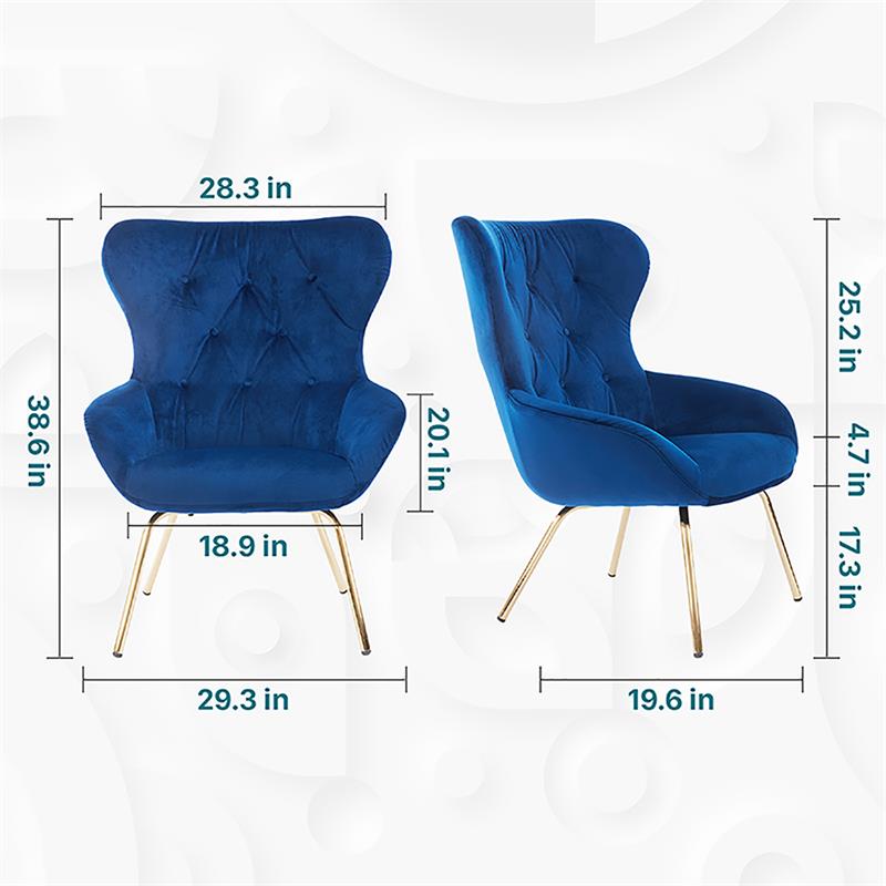 Bowery Hill Modern Fabric Tufted Accent Chair in Blue Finish
