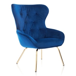Bowery Hill Modern Fabric Tufted Accent Chair in Blue Finish