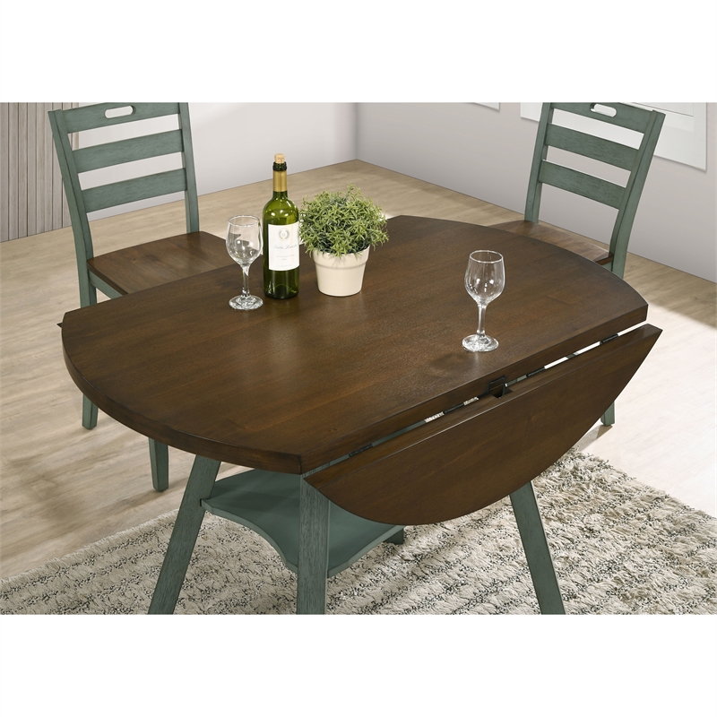 Bowery Hill Farmhouse Wood Drop-Leaf Counter Height Table in Green