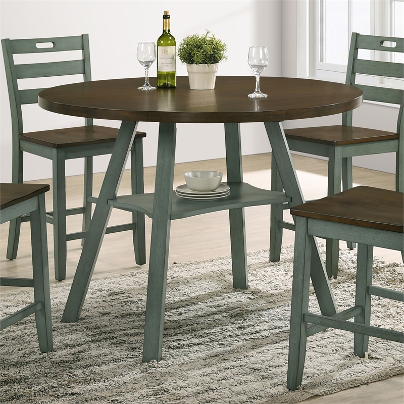 Bowery Hill Farmhouse Wood Drop-Leaf Counter Height Table in Green