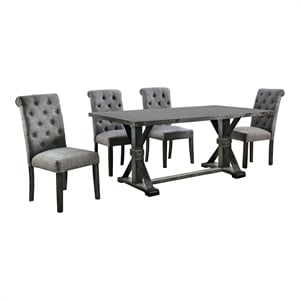 Bowery Hill Rustic Wood 5-Piece Dining Table Set in Gray Finish