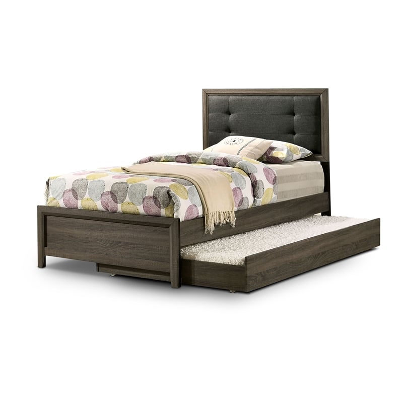 Bowery Hill 3-Piece Transitional Wood Bedroom Set - Twin + 2 Nightstands in Gray