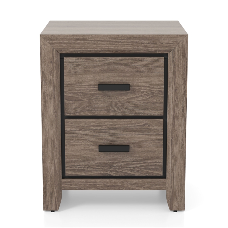 Bowery Hill 3-Piece Transitional Wood Bedroom Set - Twin + 2 Nightstands in Gray