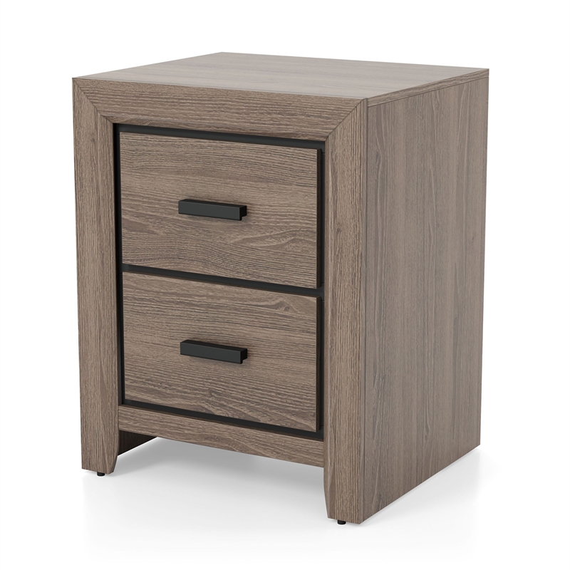 Bowery Hill 3-Piece Transitional Wood Bedroom Set - Twin + 2 Nightstands in Gray