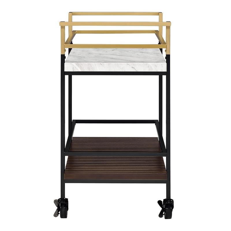 Bowery Hill 2-Tier Transitional Metal Serving Cart in Multi-Color