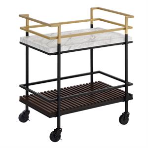 Bowery Hill 2-Tier Transitional Metal Serving Cart in Multi-Color