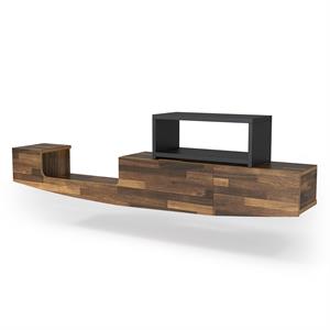 Bowery Hill Wood Floating TV Console in Light Hickory Finish