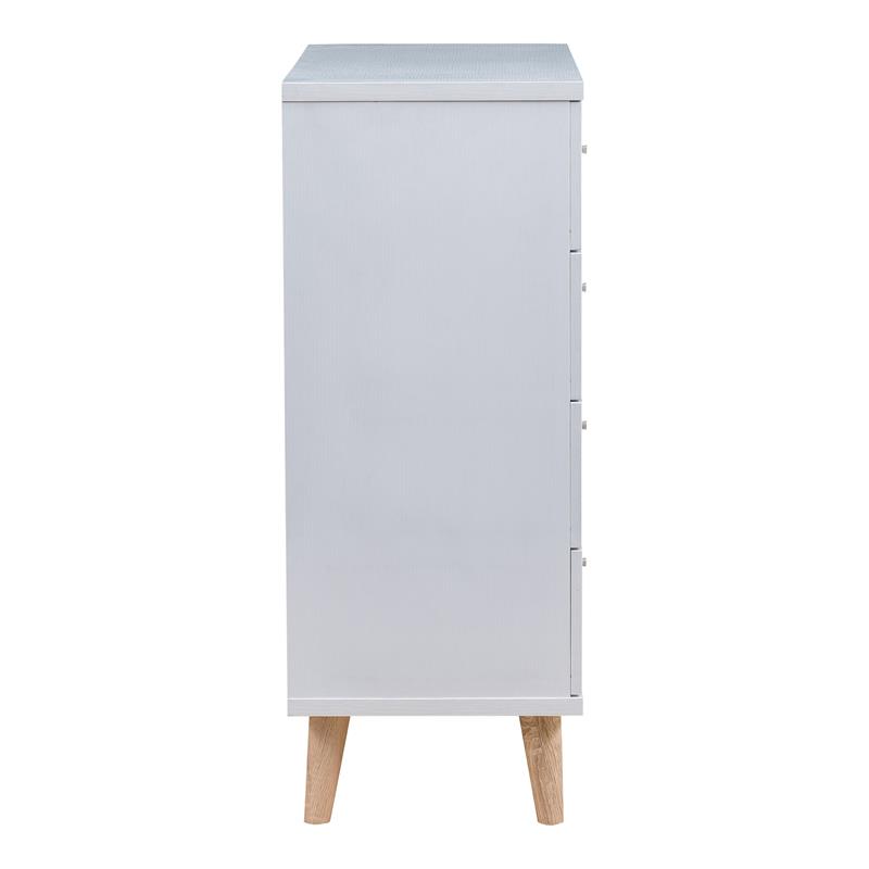 Bowery Hill Mid-Century Modern Wood 4-Drawer Chest in White Finish