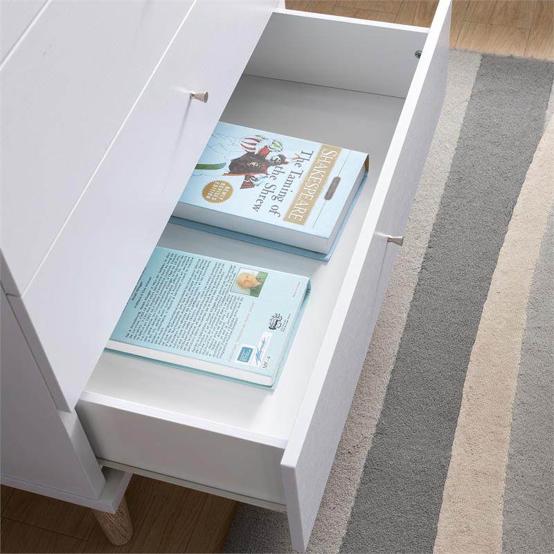 Bowery Hill Mid-Century Modern Wood 4-Drawer Chest in White Finish