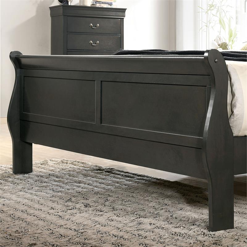 Bowery Hill Transitional Solid Wood/Wood Veneer/MDF King Sleigh Bed in Gray