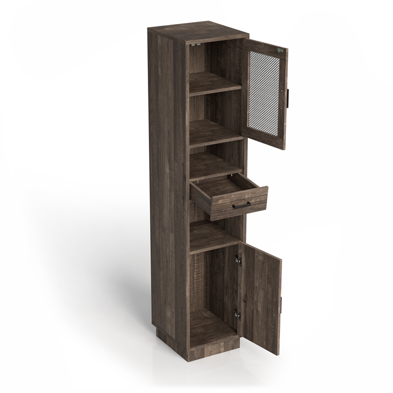Bowery Hill Wood Multimedia Storage Tower Shelf in Reclaimed Oak