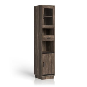 Bowery Hill Wood Multimedia Storage Tower Shelf in Reclaimed Oak
