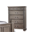 Bowery Hill 6-Drawer Traditional Solid Wood Chest in Gray/Antique Brass