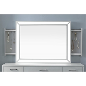 Bowery Hill Olive White Wood Vanity Mirror with LED Lights Finish