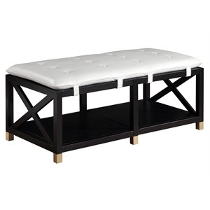 Bowery Hill 48.5&quot Wide Wood Bench with Removable Cream Cushion