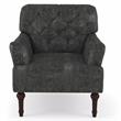 Bowery Hill Leith Faux Leather Tufted Accent Chair in Gray Finish