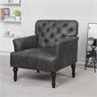 Bowery Hill Leith Faux Leather Tufted Accent Chair in Gray Finish