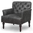 Bowery Hill Leith Faux Leather Tufted Accent Chair in Gray Finish