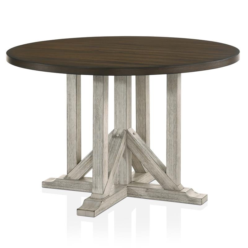 Bowery Hill Rustic Wood 5-Piece Round Dining Set in Antique White