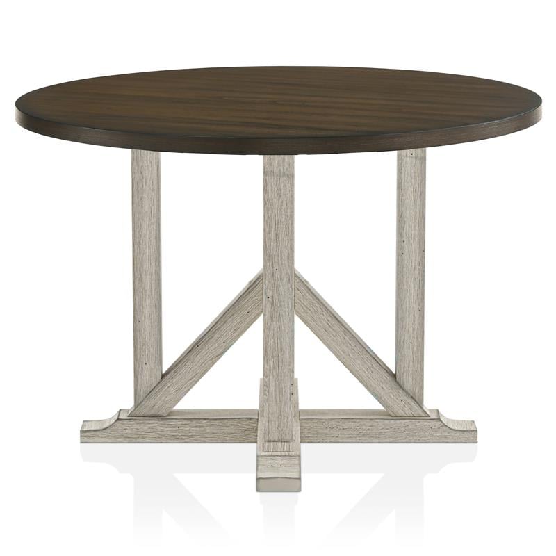 Bowery Hill Rustic Wood 5-Piece Round Dining Set in Antique White