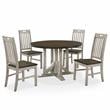 Bowery Hill Rustic Wood 5-Piece Round Dining Set in Antique White