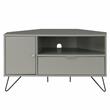 Bowery Hill Modern Wood Multi-Storage Corner TV Stand in Gray