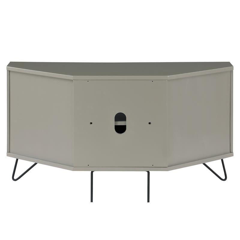 Bowery Hill Modern Wood Multi-Storage Corner TV Stand in Gray