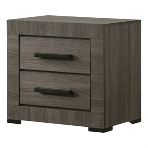 Bowery Hill Farmhouse Wood 2-Drawer Nightstand in Gray Finish
