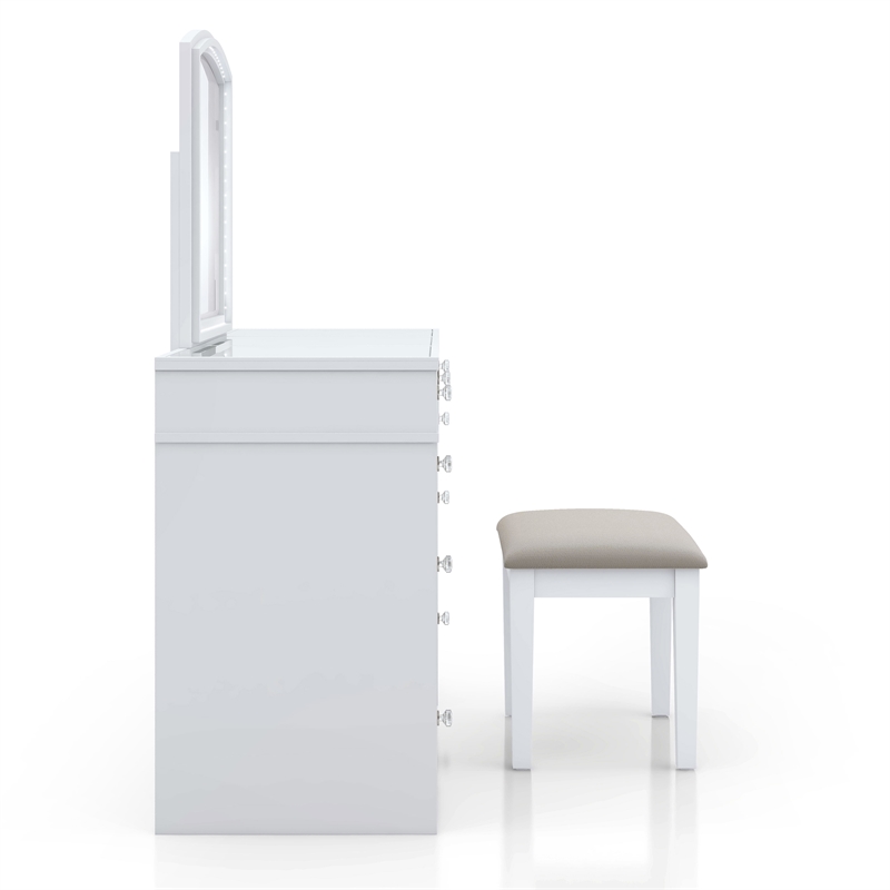 Bowery Hill Modern Solid Wood 3-Piece Vanity Set in White Finish