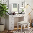 Bowery Hill Modern Solid Wood 3-Piece Vanity Set in White Finish