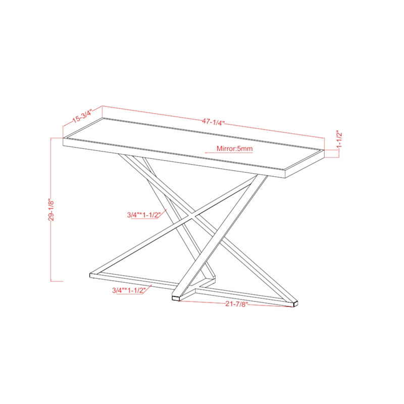 Bowery Hill Modern Ludington Metal Sofa Table in Chrome Finish