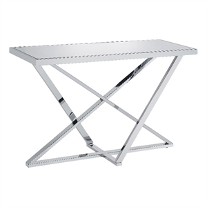 Bowery Hill Modern Ludington Metal Sofa Table in Chrome Finish