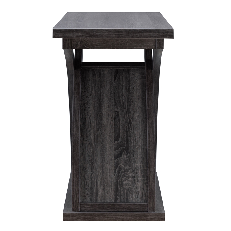 Bowery Hill Wood Sofa Table with Curved Legs in Distressed Gray