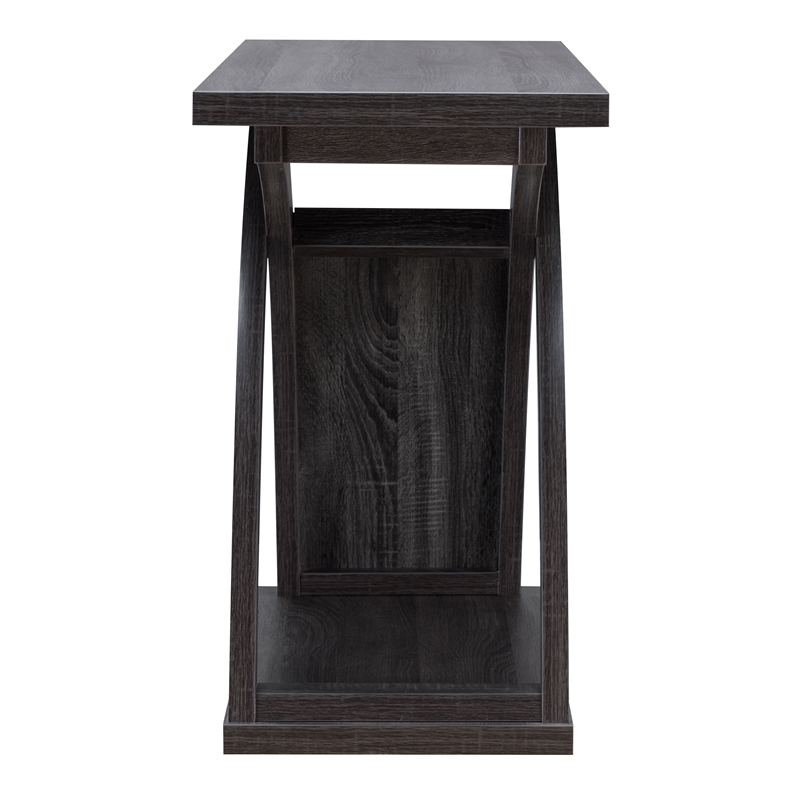 Bowery Hill Wood Sofa Table with Curved Legs in Distressed Gray
