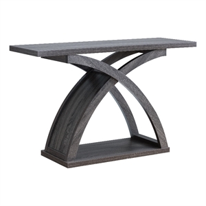 Bowery Hill Wood Sofa Table with Curved Legs in Distressed Gray
