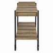 Bowery Hill Oak Console Table with Metal Black Wheels Finish