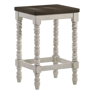 Bowery Hill Wood Counter Stools in White and Walnut (Set of 2)