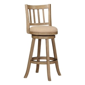 Bowery Hill 29&quot Traditional Wood Swivel Bar Stool in Natural/Oatmeal