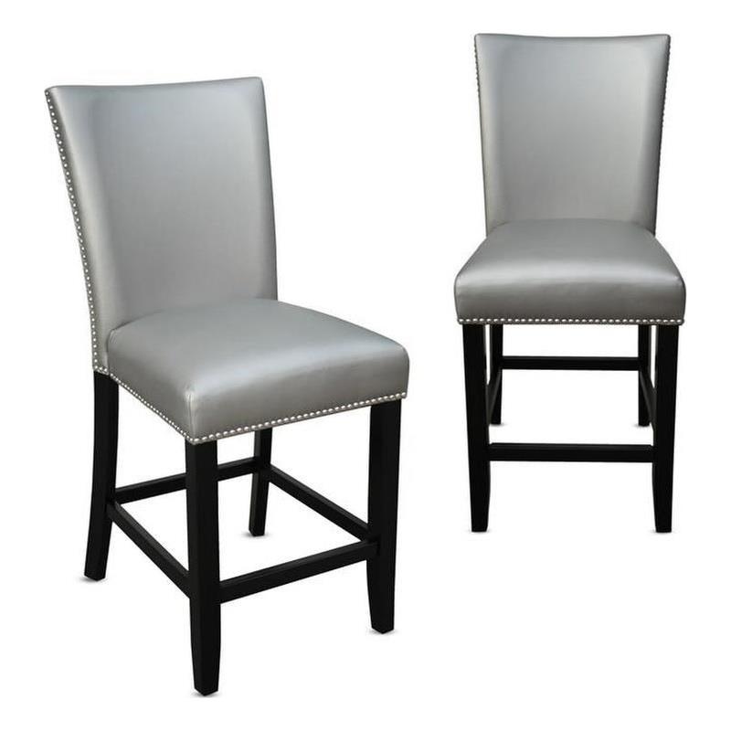 Bowery Hill Assembled Contemporary Silver - Gray Faux Leather Counter Chair