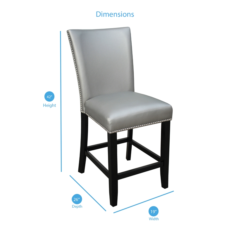 Bowery Hill Assembled Contemporary Silver - Gray Faux Leather Counter Chair